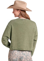 PANHANDLE SLIM Outerwear Rock & Roll Denim Women's Green Rodeo Rally Pullover BW91T09718