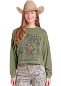 PANHANDLE SLIM Outerwear Rock & Roll Denim Women's Green Rodeo Rally Pullover BW91T09718