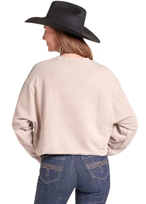 PANHANDLE SLIM Outerwear Rock & Roll Denim Women's Tan Wild West Rodeo Pullover BW91T09722
