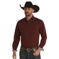 PANHANDLE SLIM Shirts Panhandle Men's Dobby Maroon Long Sleeve Western Snap Shirt RMN2S02204
