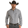 PANHANDLE SLIM Shirts Panhandle Men's Light Navy Stripe Long Sleeve Button Down Western Shirt RMB2S02807
