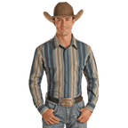 PANHANDLE SLIM Shirts Panhandle Men's Slim Fit Stripe Long Sleeve Western Snap Shirt PMN2S02324