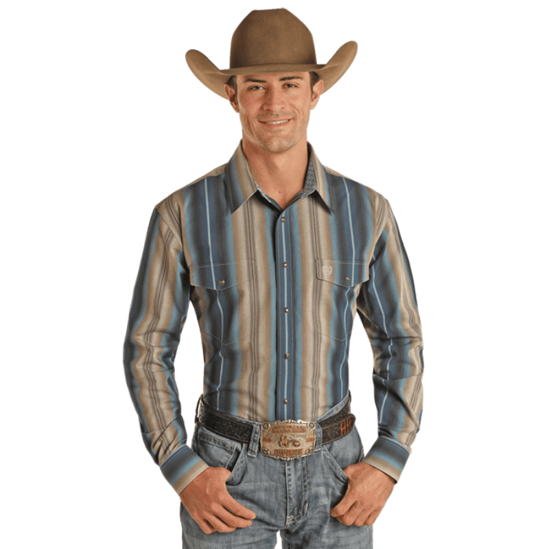 PANHANDLE SLIM Shirts Panhandle Men's Slim Fit Stripe Long Sleeve Western Snap Shirt PMN2S02324