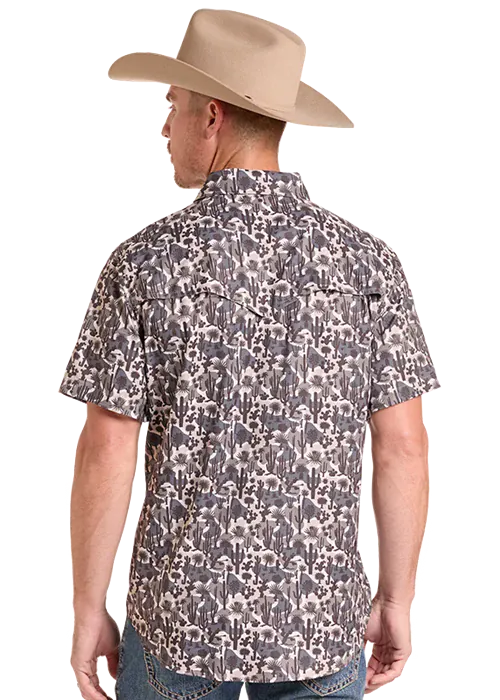 PANHANDLE SLIM Shirts Panhandle Men's TEK Tan Camo Short Sleeve Snap Shirt BMN3S09446