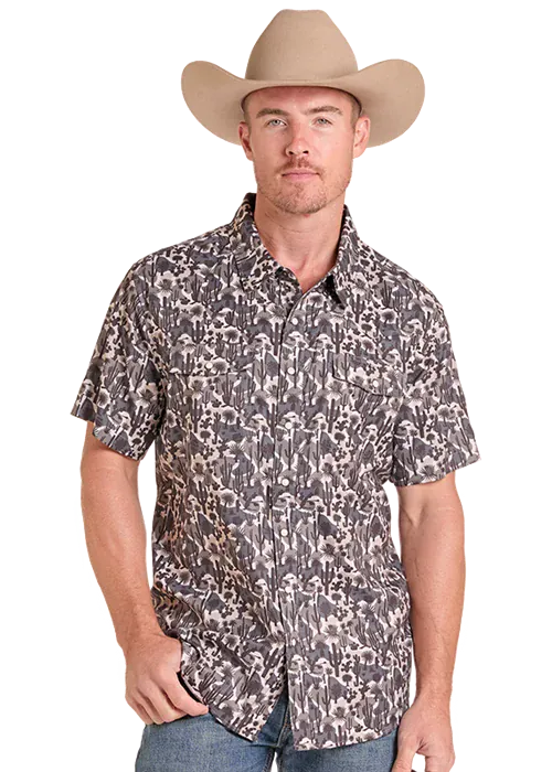 PANHANDLE SLIM Shirts Panhandle Men's TEK Tan Camo Short Sleeve Snap Shirt BMN3S09446