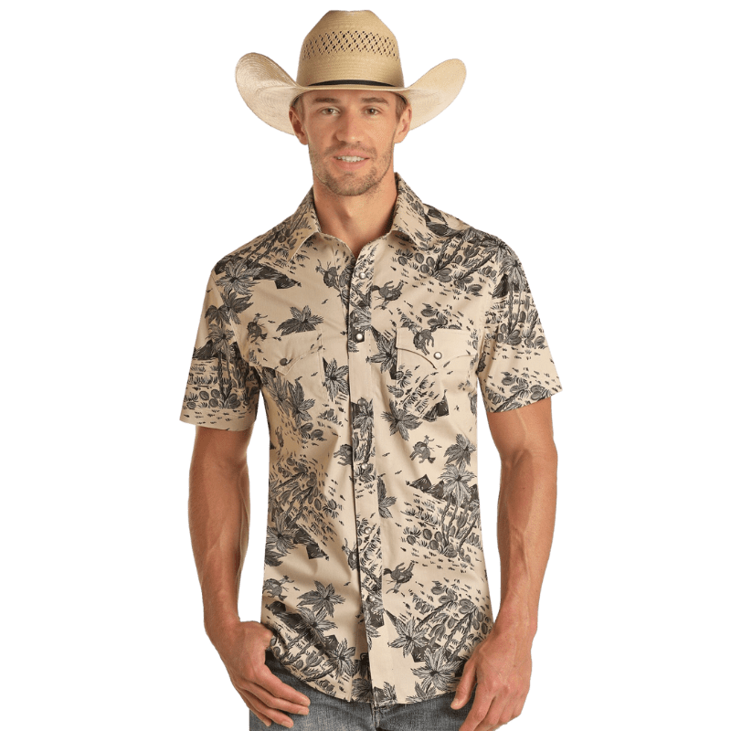 PANHANDLE SLIM Shirts Panhandle Men's Tropical Woven Short Sleeve Shirt RRMS1SR14C
