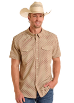 PANHANDLE SLIM Shirts Panhandle Slim Men's Aztec Geo Short Sleeve Snap Performance Shirt TMN3S06518