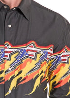 PANHANDLE SLIM Shirts Panhandle Slim Men's Black American Fire Long Sleeve Snap Shirt PMN3S08952