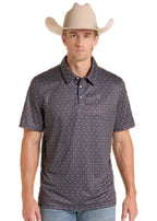 PANHANDLE SLIM Shirts Panhandle Slim Men's Black Longhorn Performance Polo TM51T09583