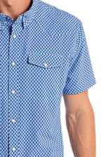 PANHANDLE SLIM Shirts Panhandle Slim Men's Blue Diamond Short Sleeve Snap Performance Shirt TMN3S06655