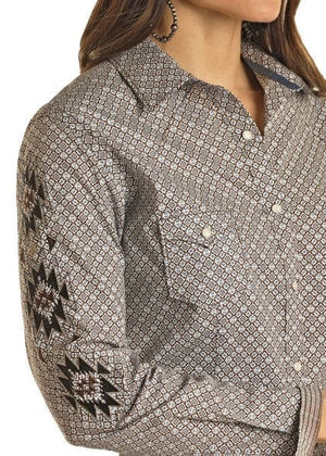 PANHANDLE SLIM Shirts Panhandle Women's Diamond Print Long Sleeve Western Snap Shirt RWN2S02812