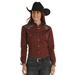 PANHANDLE SLIM Shirts Panhandle Women's Geo Print Long Sleeve Western Snap Shirt RWN2S02205