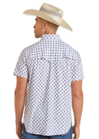 PANHANDLE SLIM Shirts Rock and Roll Men's Tek Western White Short Sleeve Shirt BMN3S06424