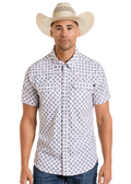 PANHANDLE SLIM Shirts Rock and Roll Men's Tek Western White Short Sleeve Shirt BMN3S06424