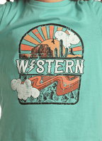 PANHANDLE SLIM Shirts Rock & Roll Cowgirl Girls Turquoise Western Graphic Long Sleeve T-Shirt RRGT22R0ID