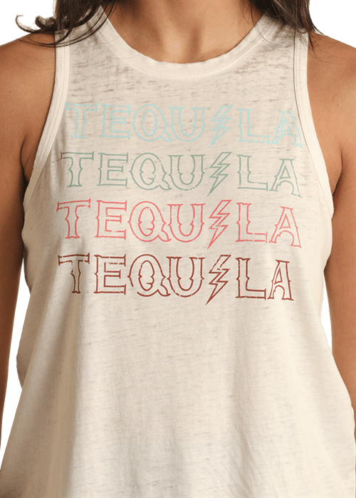 PANHANDLE SLIM Shirts Rock & Roll Cowgirl Natural Tequila Graphic Tank RRWT20R0YT