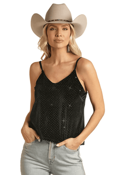 Rock & Roll Cowgirl Black Ribbed Corset Tank Top RRWT20R17J - Russell's  Western Wear, Inc.