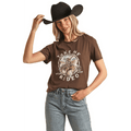 PANHANDLE SLIM Shirts Rock & Roll Cowgirl Women's Brown Take Me To The Rodeo Graphic T-Shirt BW21T02726