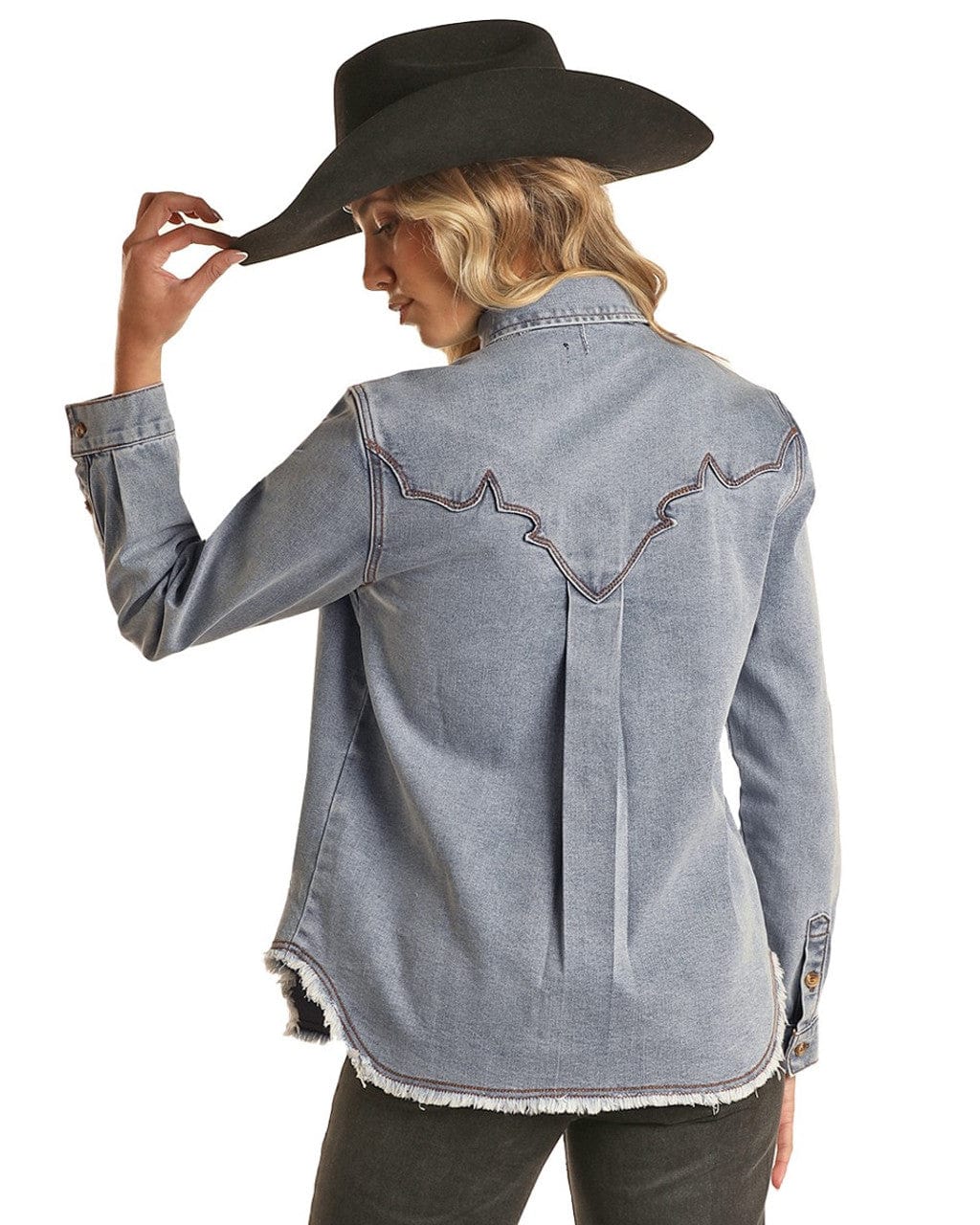 Rock & Roll Cowgirl Women's Denim Button Down Long Sleeve Shirt