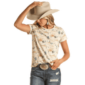 PANHANDLE SLIM Shirts Rock & Roll Cowgirl Women's Desert Print Short Sleeve T-Shirt BW21T02076