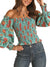 PANHANDLE SLIM Shirts Rock & Roll Cowgirl Women's Floral Print Smocked Off the Shoulder Top RRWT51R0V9