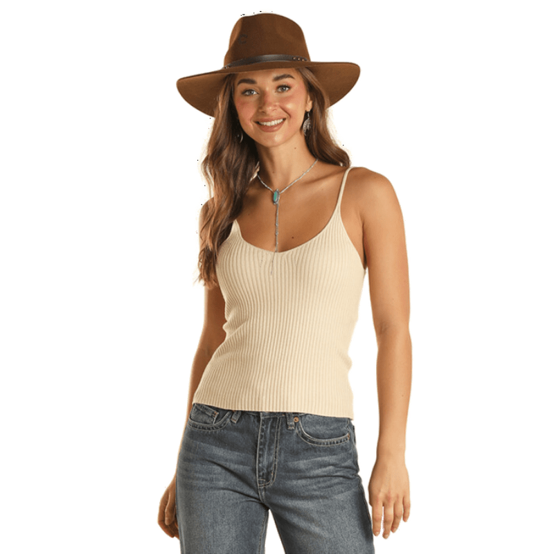 PANHANDLE SLIM Shirts Rock & Roll Cowgirl Women's Rib Knit Tank Top BW20T02051