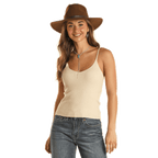 PANHANDLE SLIM Shirts Rock & Roll Cowgirl Women's Rib Knit Tank Top BW20T02051