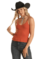 PANHANDLE SLIM Shirts Rock & Roll Cowgirl Women's Rib Knit Tank Top BW20T02051