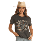 PANHANDLE SLIM Shirts Rock & Roll Cowgirl Women's Wild West Short Sleeve Graphic T-Shirt BW21T02065