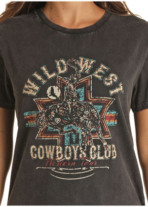 PANHANDLE SLIM Shirts Rock & Roll Cowgirl Women's Wild West Short Sleeve Graphic T-Shirt BW21T02065
