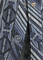 PANHANDLE SLIM Shirts Rock & Roll Denim Blue Aztec Print Long Sleeve Western Snap Shirt BBN2S02517