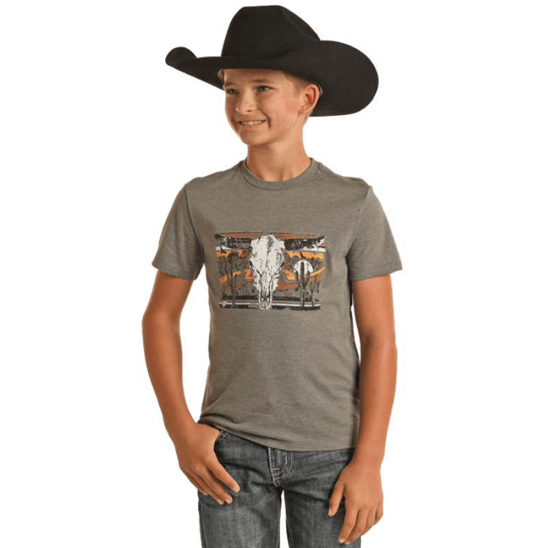 PANHANDLE SLIM Shirts Rock & Roll Denim Boys Grey Desert Graphic T-Shirt BB21T02280