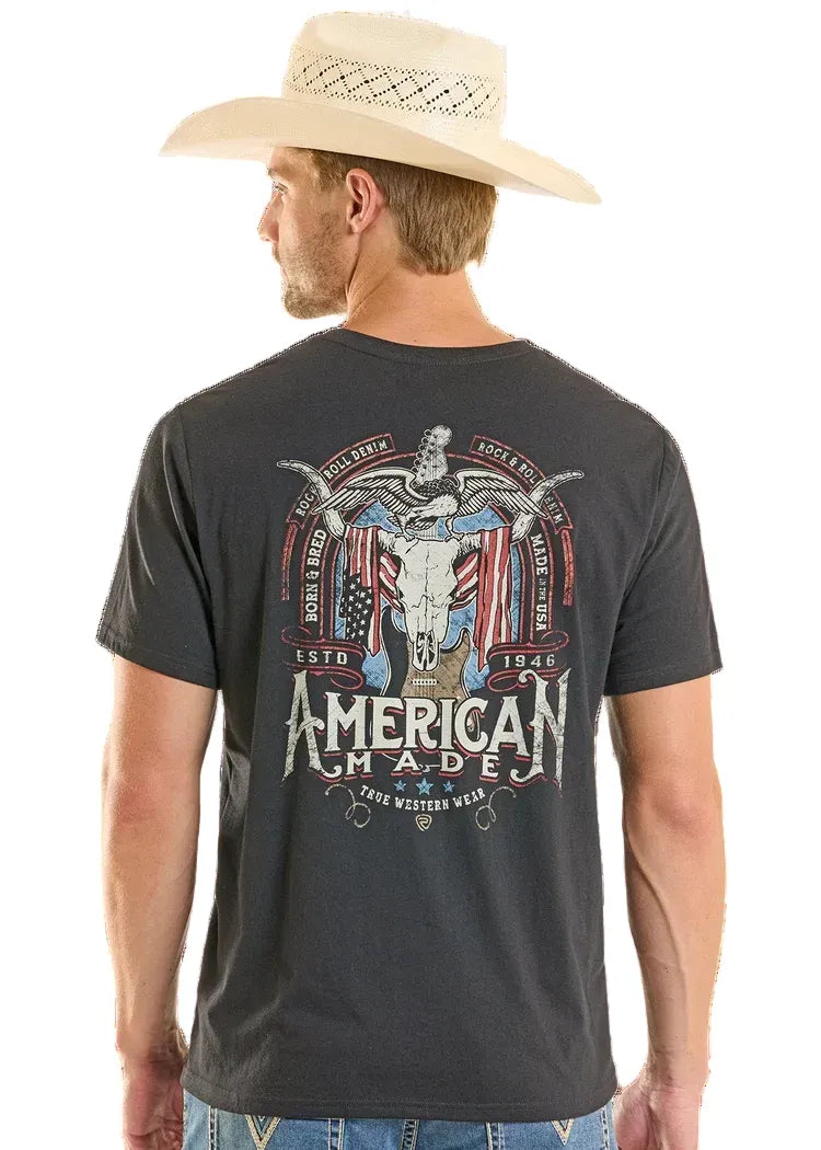 PANHANDLE SLIM Shirts Rock & Roll Denim Men's Black American Made Graphic T-Shirt BU21T08871
