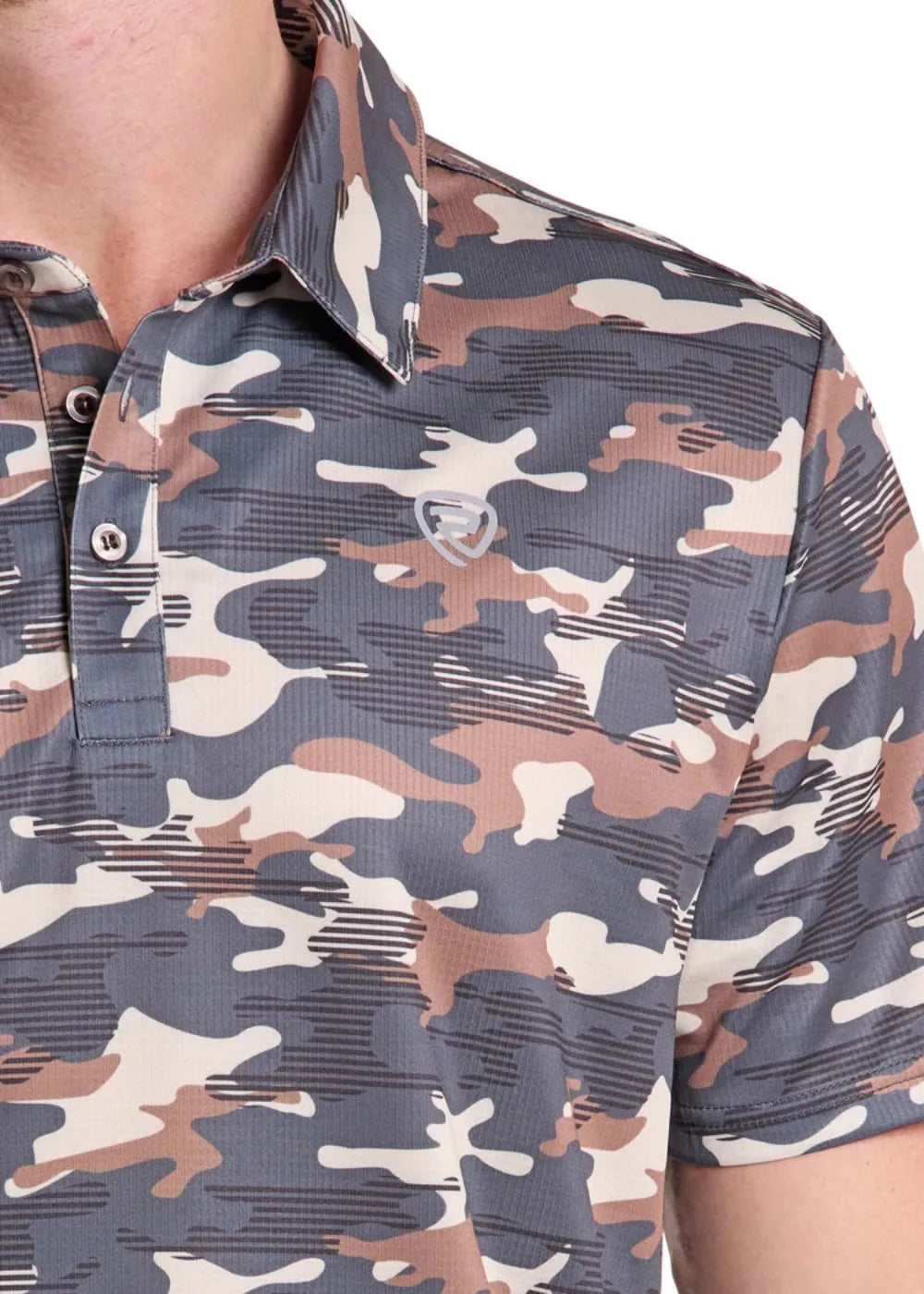 PANHANDLE SLIM Shirts Rock & Roll Denim Men's Charcoal Camo Print Polo BM51T09600
