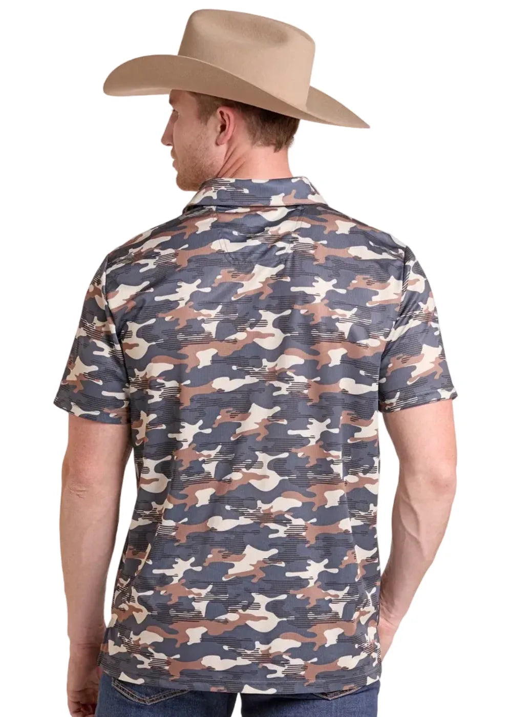 PANHANDLE SLIM Shirts Rock & Roll Denim Men's Charcoal Camo Print Polo BM51T09600