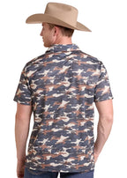 PANHANDLE SLIM Shirts Rock & Roll Denim Men's Charcoal Camo Print Polo BM51T09600