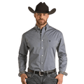 PANHANDLE SLIM Shirts Rock & Roll Denim Men's Solid Dobby Light Navy Long Sleeve Button Down Western Shirt RMB2S02805