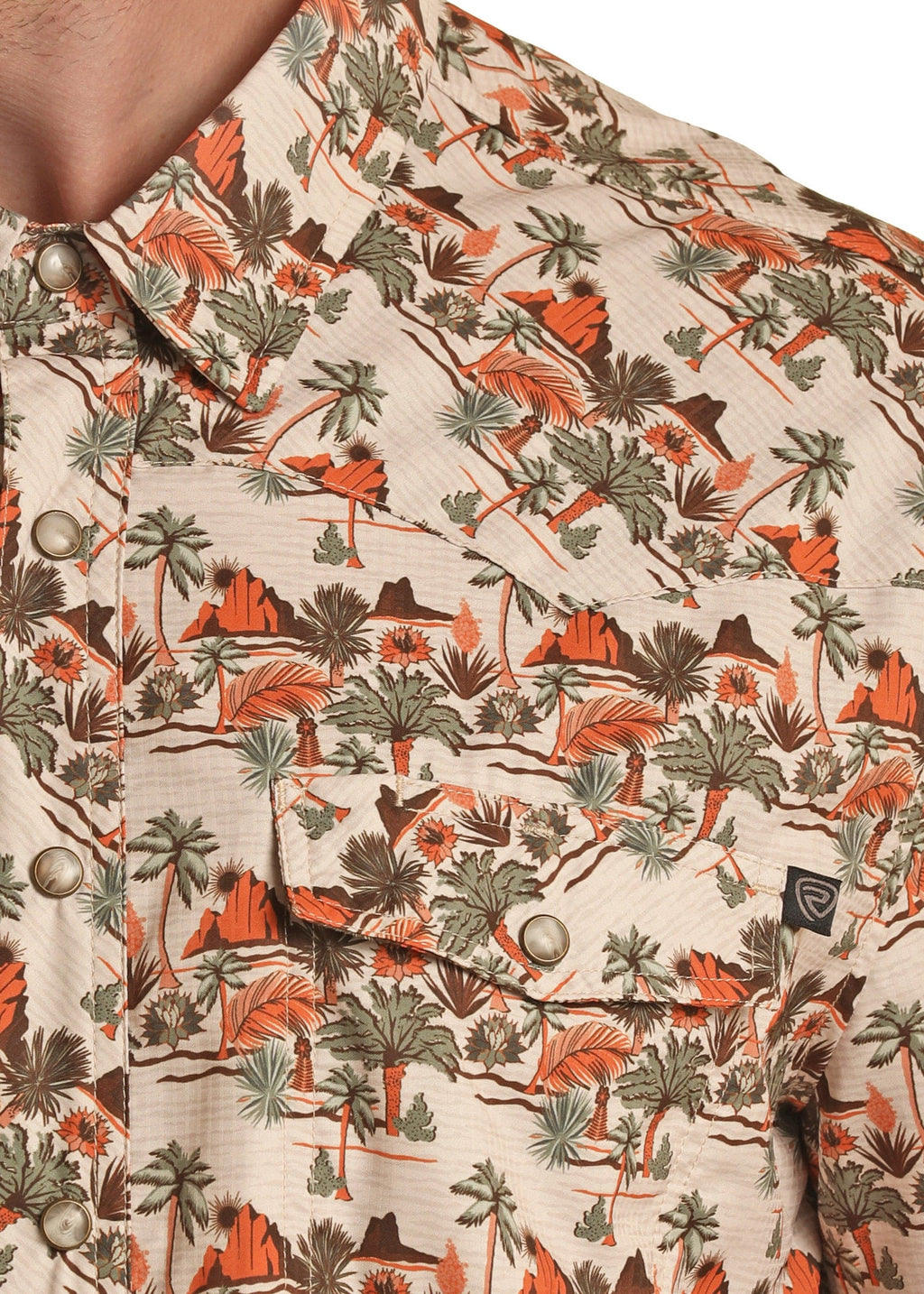 Panhandle Slim Shirts Rock & Roll Denim Men's Tek Western Tropical Print Short Sleeve Western Snap Shirt BMN3S04227