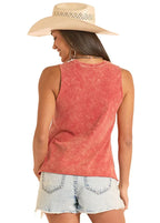 PANHANDLE SLIM Shirts Rock & Roll Denim Red Best In The West Tank Top BW20T09014