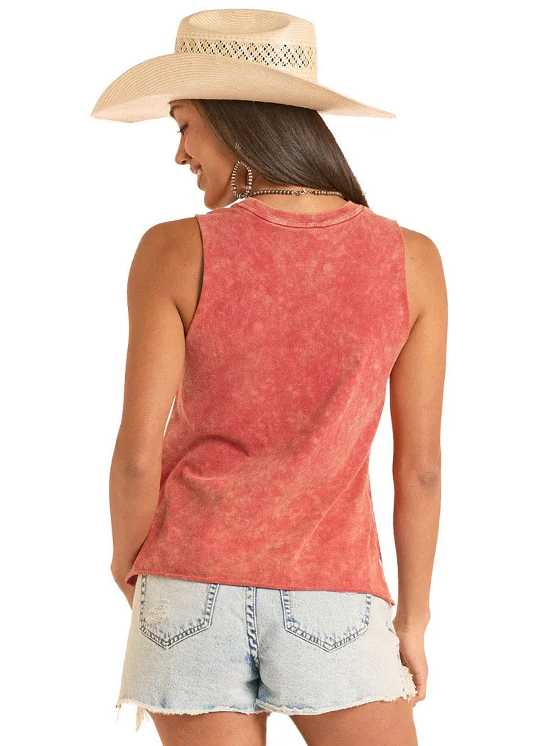 PANHANDLE SLIM Shirts Rock & Roll Denim Red Best In The West Tank Top BW20T09014