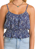 PANHANDLE SLIM Shirts Rock & Roll Denim Women's Blue Horse Print Tank Top BW20T06300