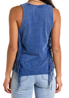PANHANDLE SLIM Shirts Rock & Roll Denim Women's Blue Wild West Frink Tank BW20T06468