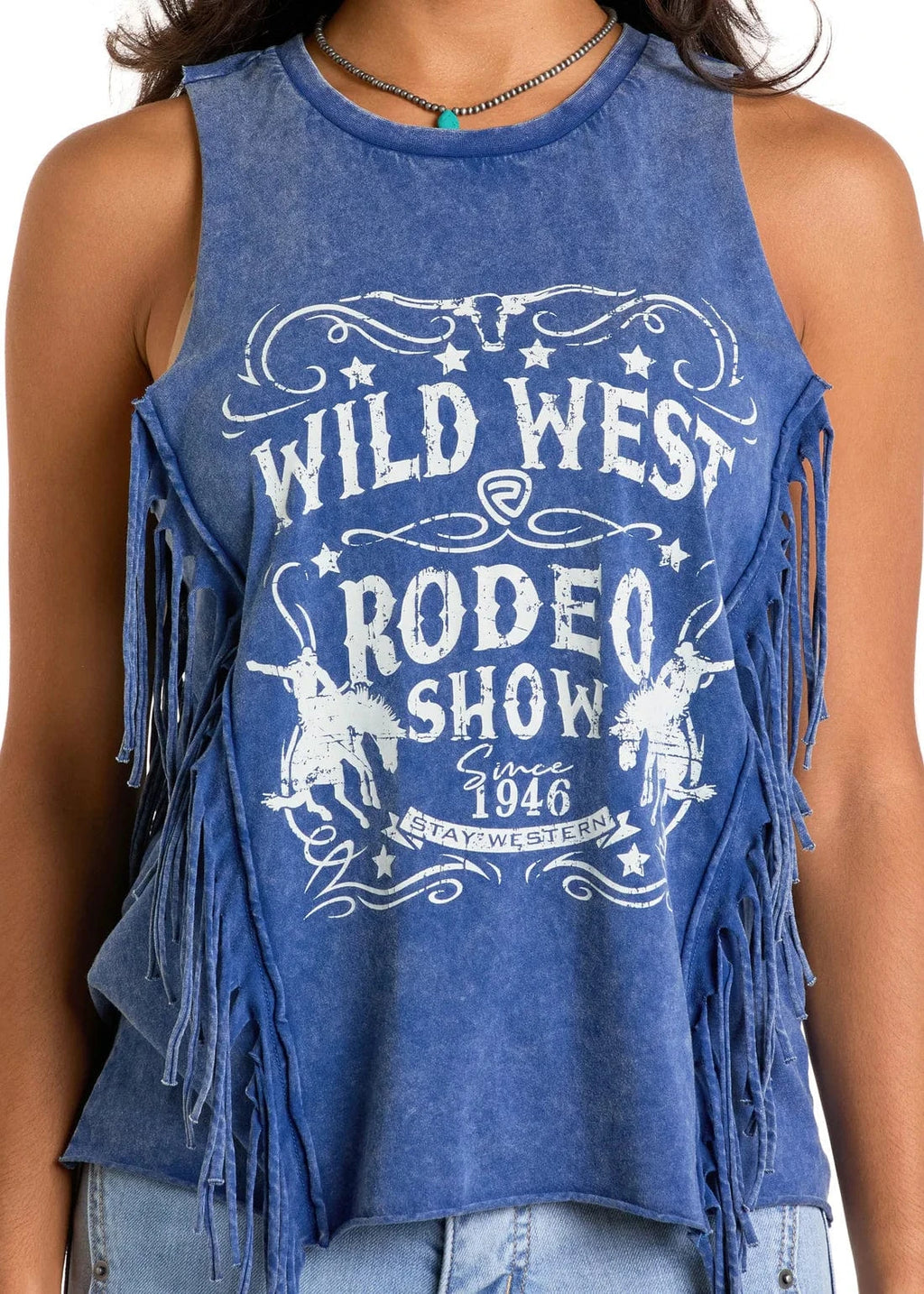 PANHANDLE SLIM Shirts Rock & Roll Denim Women's Blue Wild West Frink Tank BW20T06468