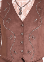 PANHANDLE SLIM Shirts Rock & Roll Denim Women's Java Studded Microsuede Vest BW98T09419