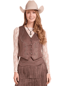 PANHANDLE SLIM Shirts Rock & Roll Denim Women's Java Studded Microsuede Vest BW98T09419