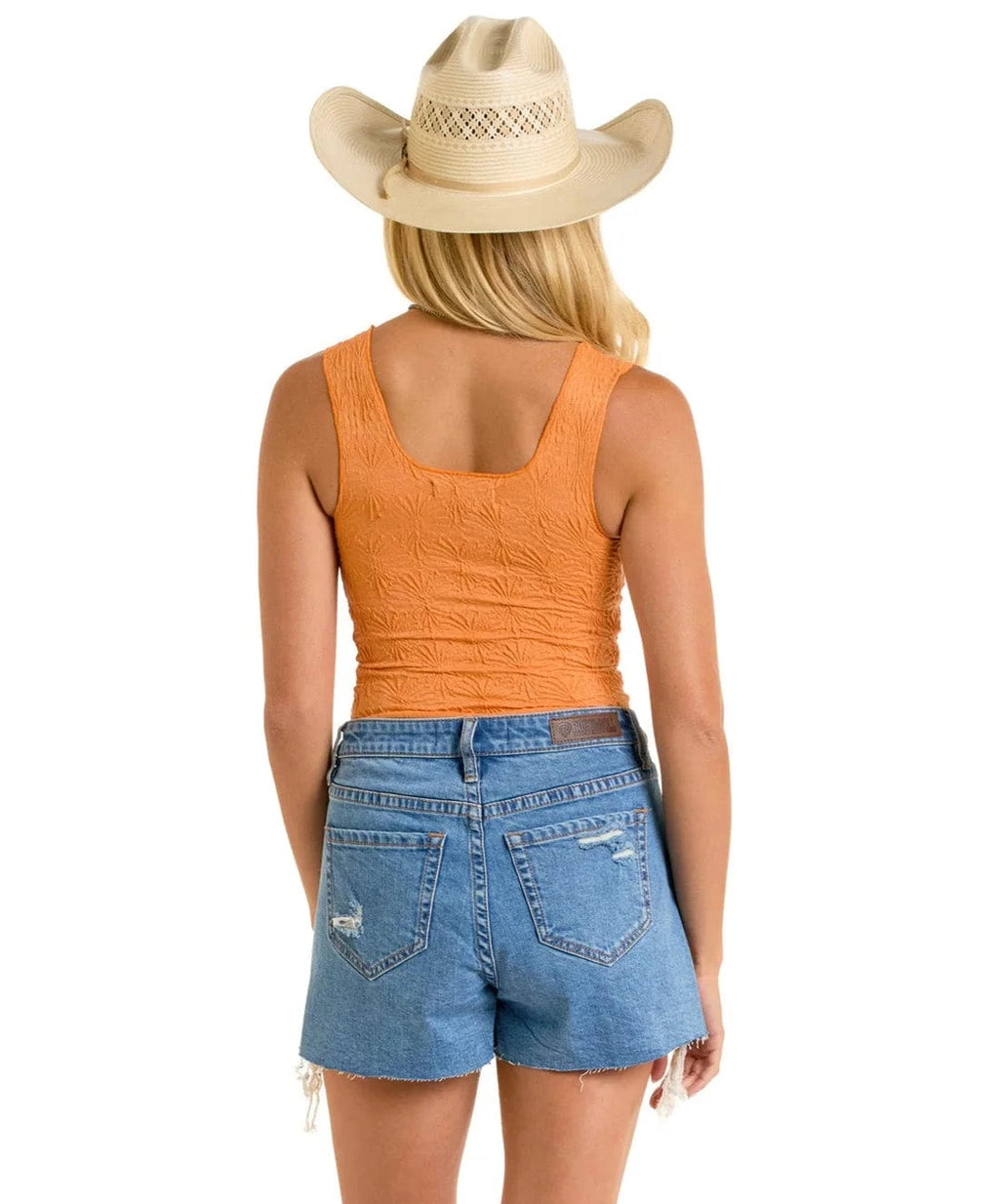 PANHANDLE SLIM Shirts Rock & Roll Denim Women's Orange Floral Knit Tank BW20T05881-93