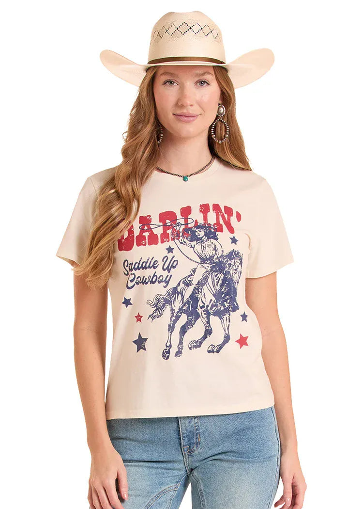 PANHANDLE SLIM Shirts Rock & Roll Women's Beige Darlin' Graphic T-Shirt BW21T08891