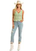 PANHANDLE SLIM Shirts Rock & Roll Women's Jade Eyelet Inset Tank BW20T06289