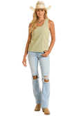 PANHANDLE SLIM Shirts Rock & Roll Women's Jade Green Knit Tank BW20T06291