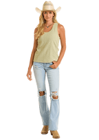 PANHANDLE SLIM Shirts Rock & Roll Women's Jade Green Knit Tank BW20T06291